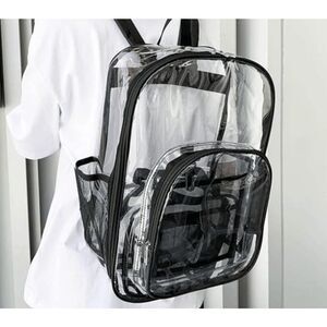Clear Backpack Heavy Duty PVC Transparent Waterproof (Black trim) NWOT 17x12x6"